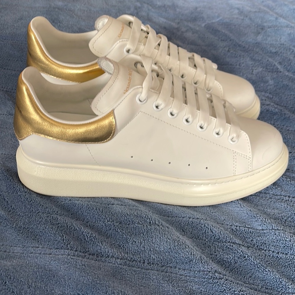Alexander McQueen Men's White Gold Oversized Sneakers Shoes Size EU 46/US 12